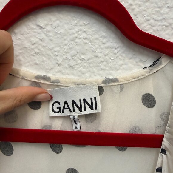 GANNI Ruffled Chiffon Midi Dress - Picture 7 of 9